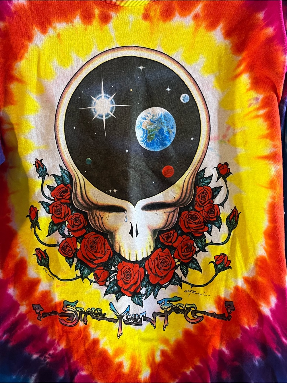 Liquid Blue Grateful Dead “Space Your Face” Long Sleeve Tie Dye T-shirt RARE - Picture 2 of 9